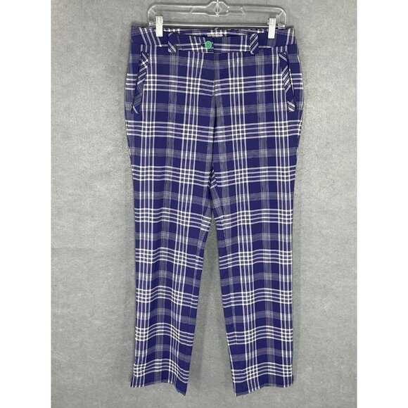 Nike‎ Golf Tour Performance Pants Womens Size 8 Purple Plaid Dri-Fit Stretch - Picture 1 of 13